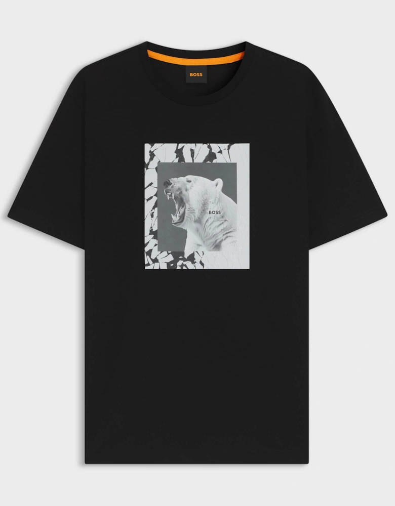 BOSS Orange Te lupo Mens Polar Bear Graphic T-Shirt - Black 001