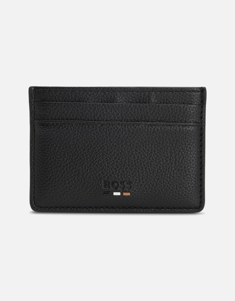 BOSS Orange Ray Mens Grained Faux-Leather Card Holder with Logo Trim - Black 001