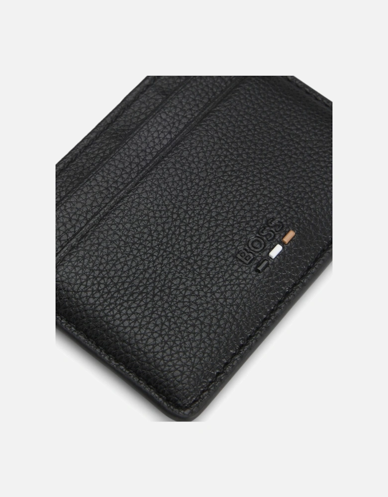 BOSS Orange Ray Mens Grained Faux-Leather Card Holder with Logo Trim - Black 001