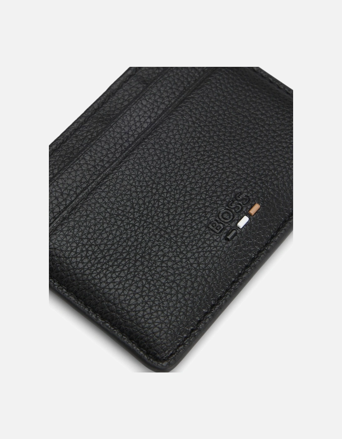 BOSS Orange Ray Mens Grained Faux-Leather Card Holder with Logo Trim - Black 001