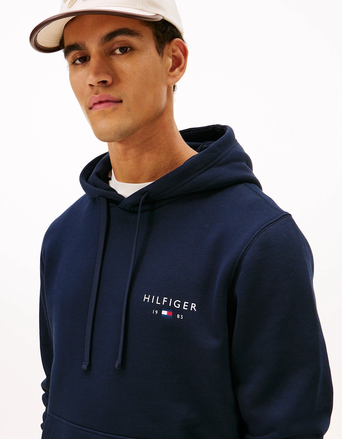 Brand Love Mens Small Hilfiger Logo Hoodie - Desert Sky