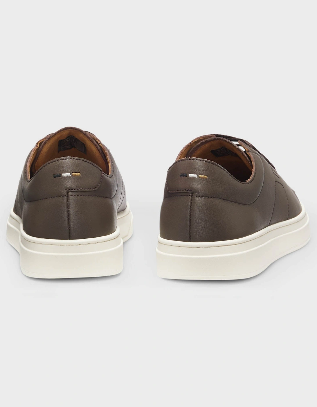 BOSS Orange Kieran Mens Low-Top Trainers in Leather with Embossed Logo - Dark Brown 201