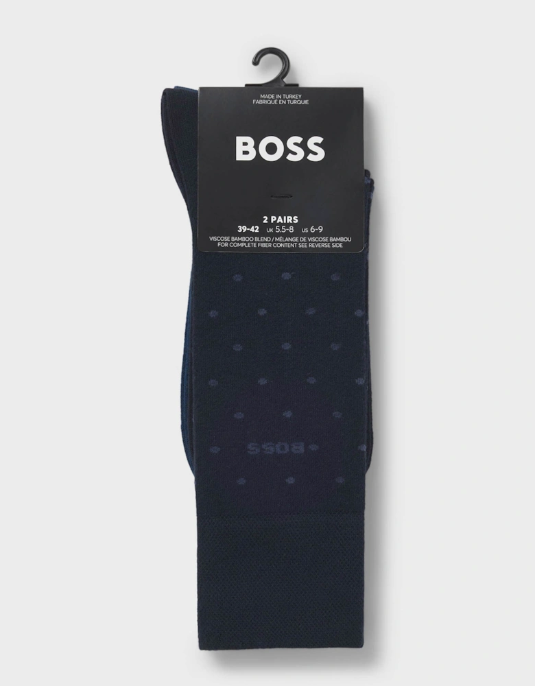 BOSS Orange 2-Pack RS MiniDot Regular-Length Socks with Logos - Dark Blue 401