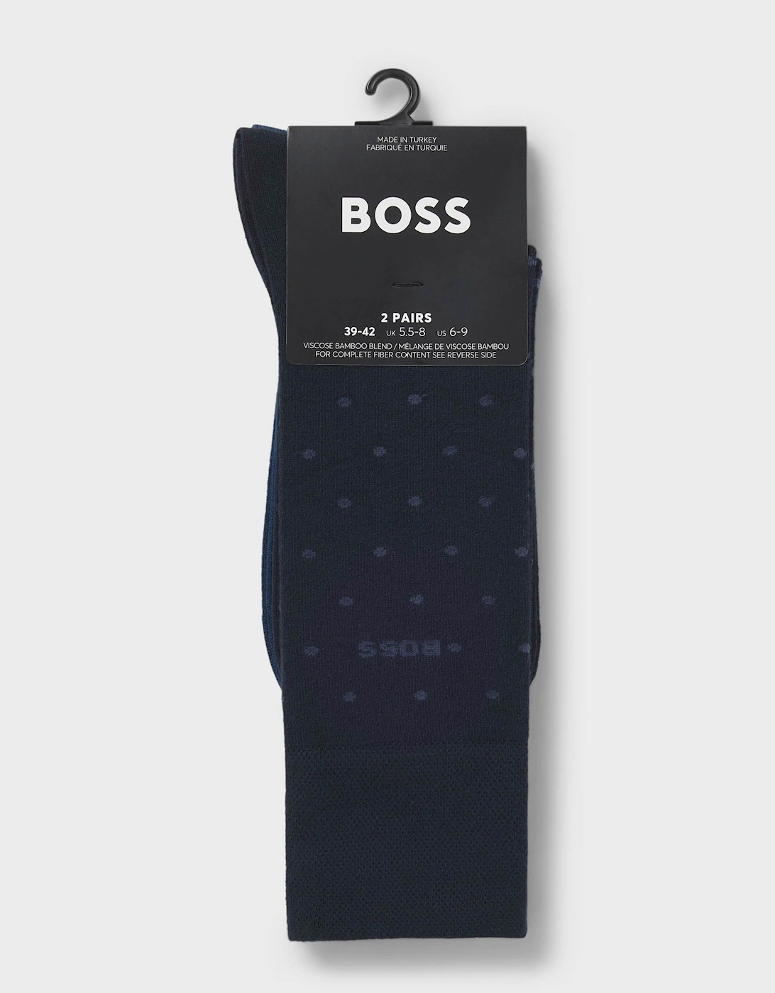 BOSS Orange 2-Pack RS MiniDot Regular-Length Socks with Logos - Dark Blue 401