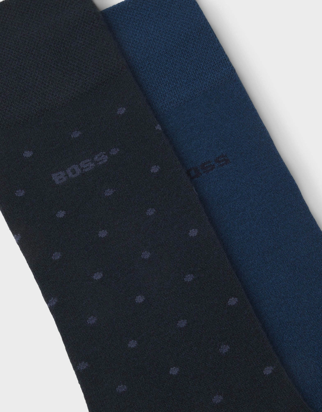 BOSS Orange 2-Pack RS MiniDot Regular-Length Socks with Logos - Dark Blue 401