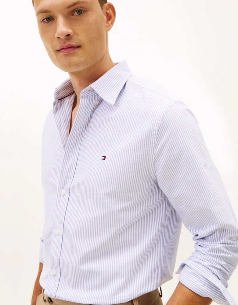 Heritage Oxford Stripe Mens Shirt - Royal Blue/White
