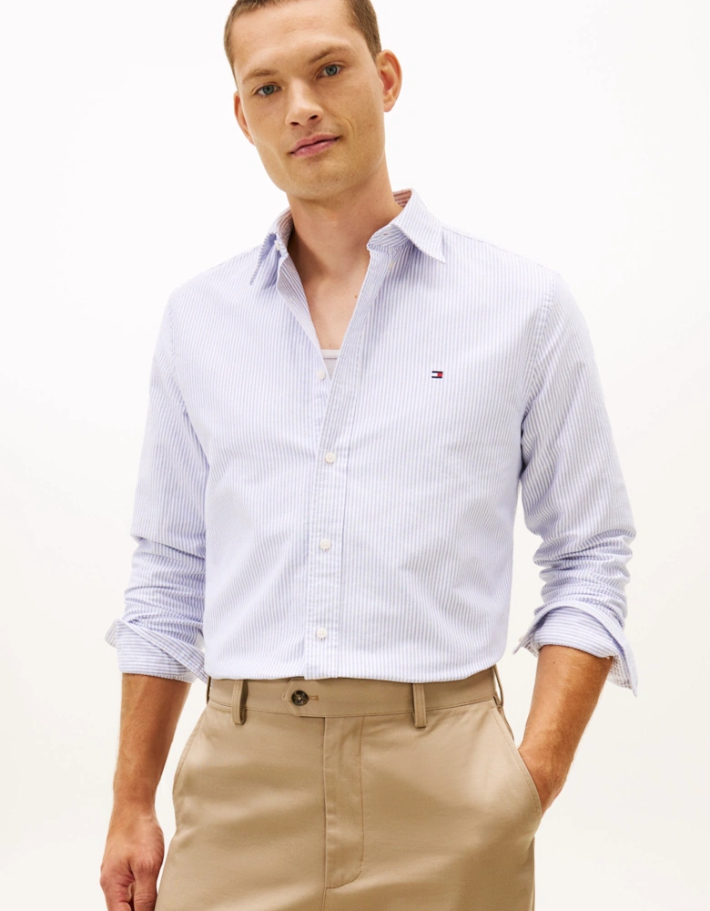 Heritage Oxford Stripe Mens Shirt - Royal Blue/White