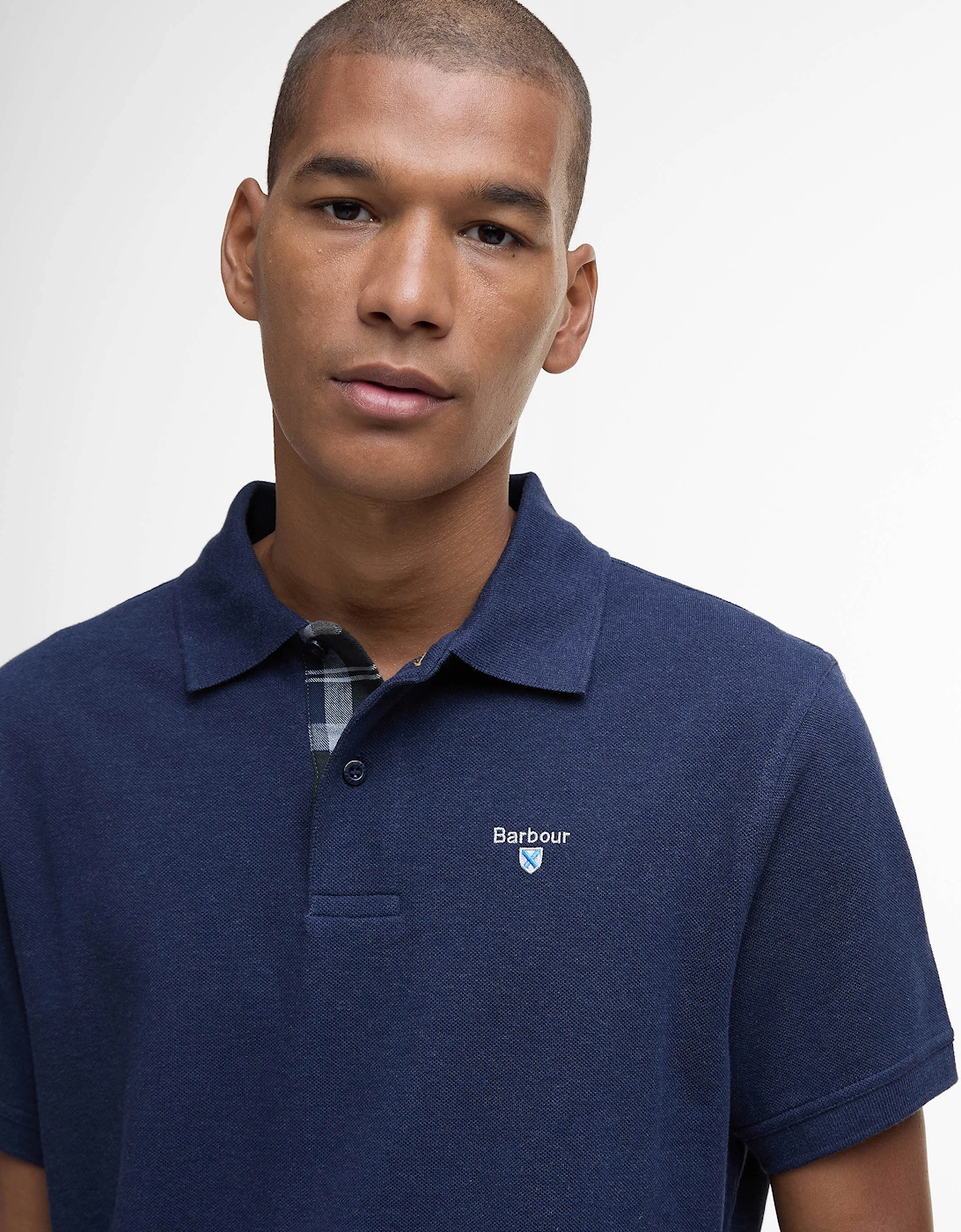 Tartan Pique Mens Polo - Inky Marl