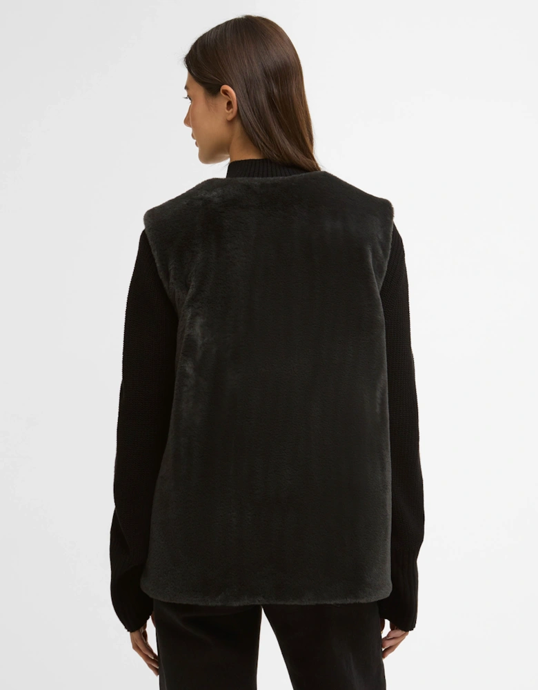 Milan Womens Fur Gilet - Black
