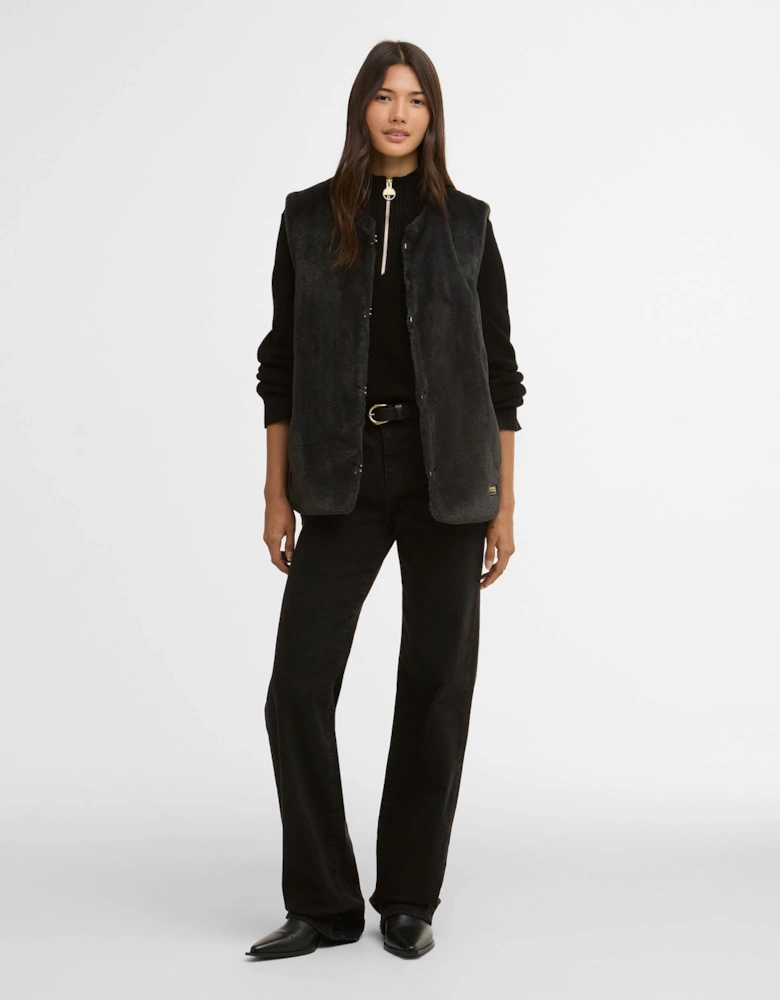 Milan Womens Fur Gilet - Black
