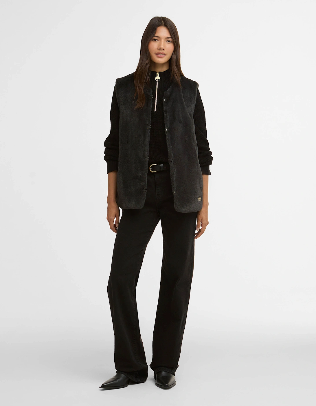 Milan Womens Fur Gilet - Black