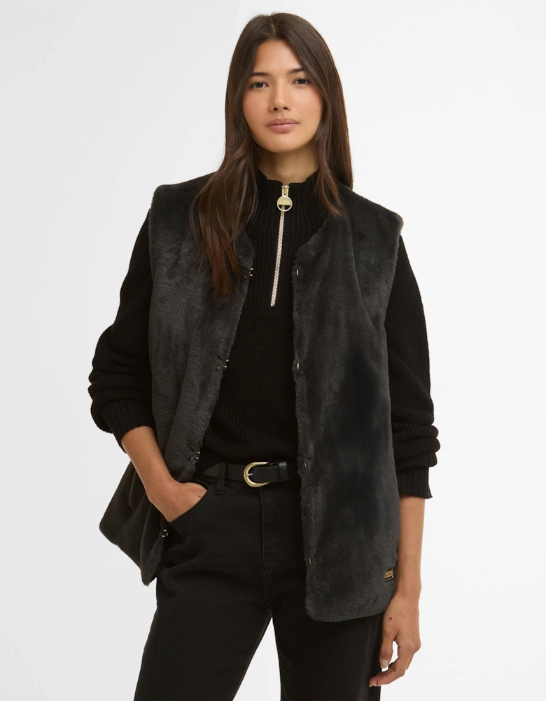 Milan Womens Fur Gilet - Black