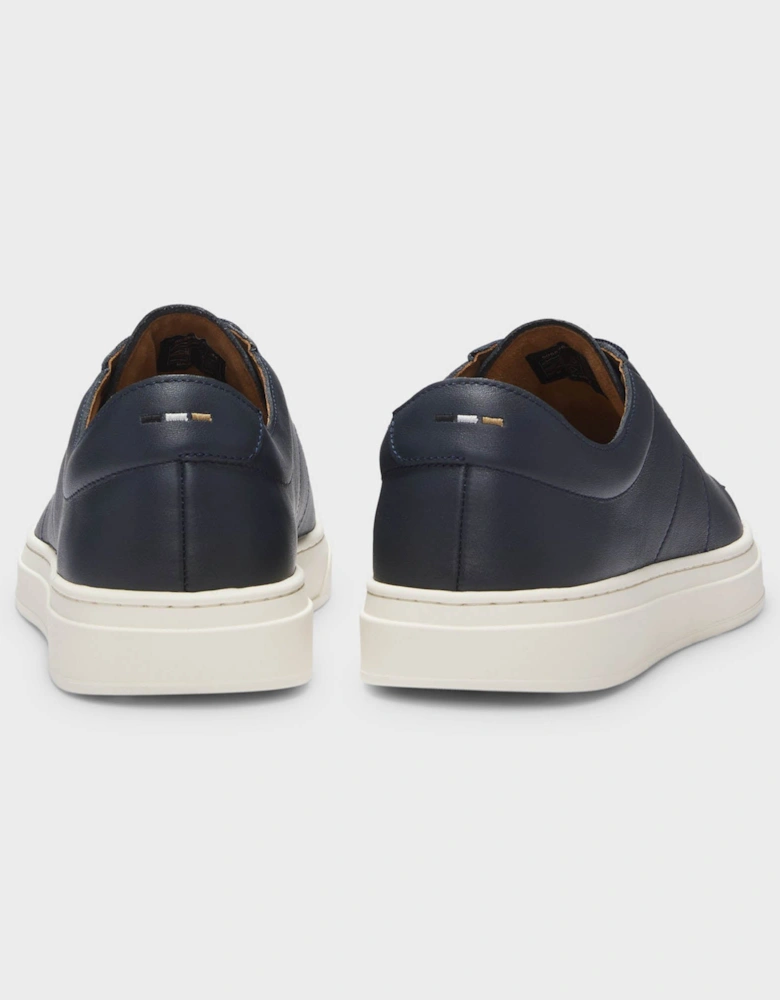 BOSS Orange Kieran Mens Low-Top Trainers in Leather with Embossed Logo  - Dark Blue 401