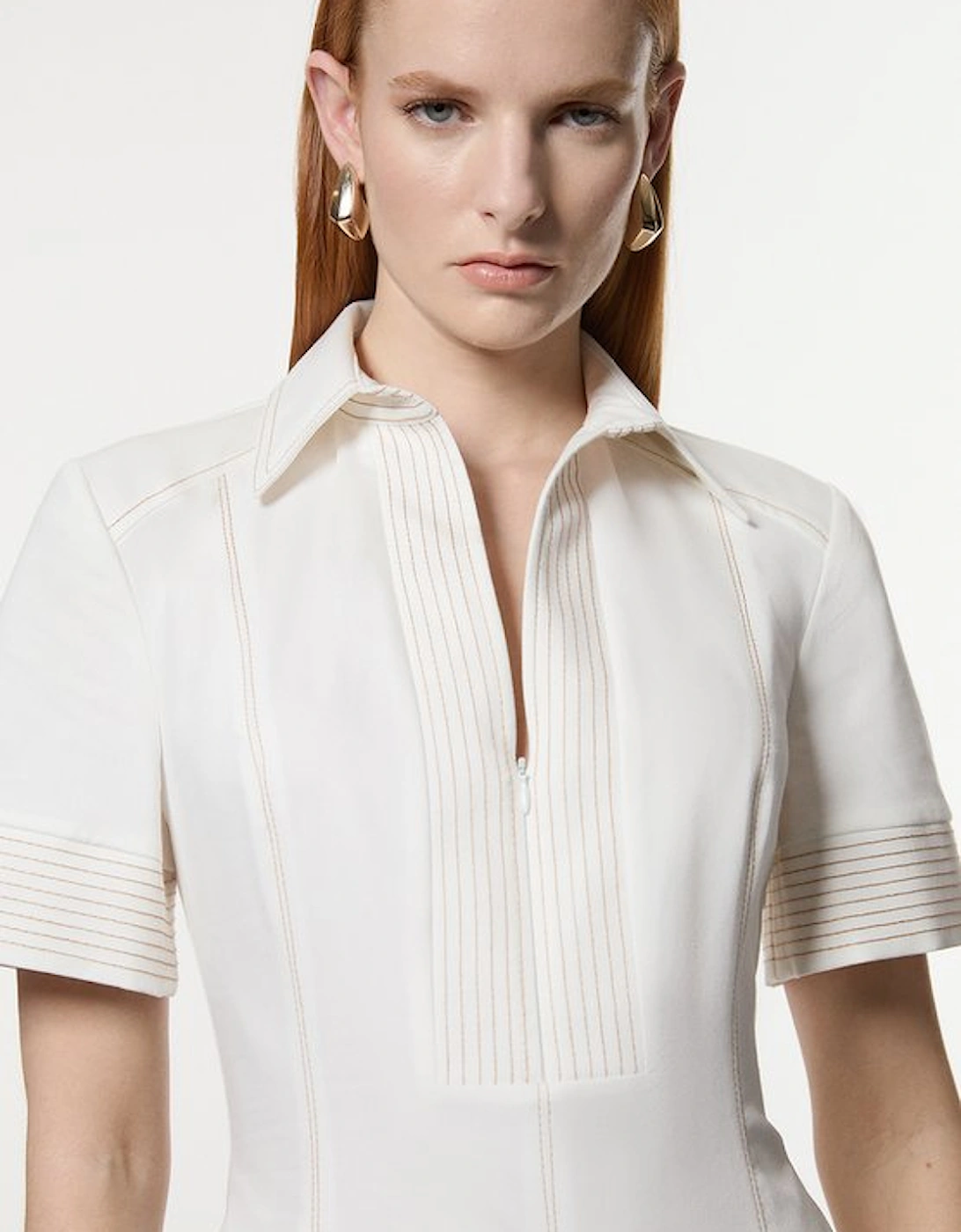 Tailored Denim Full Skirted Midi Shirt Dress