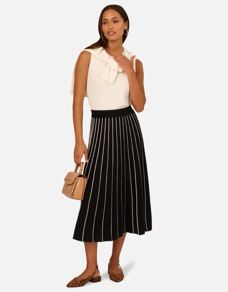Pleated Pinstripe Skirt