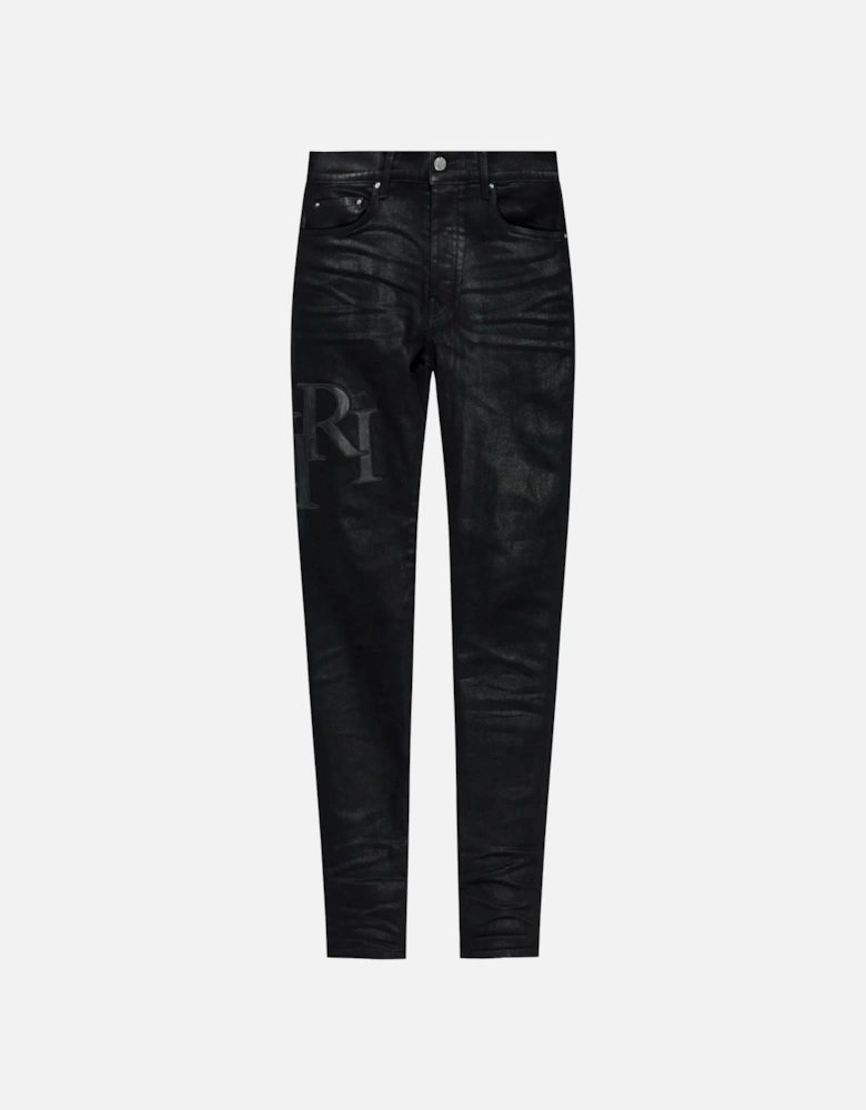 WAXED STAGGERED LOGO SKINNY JEAN