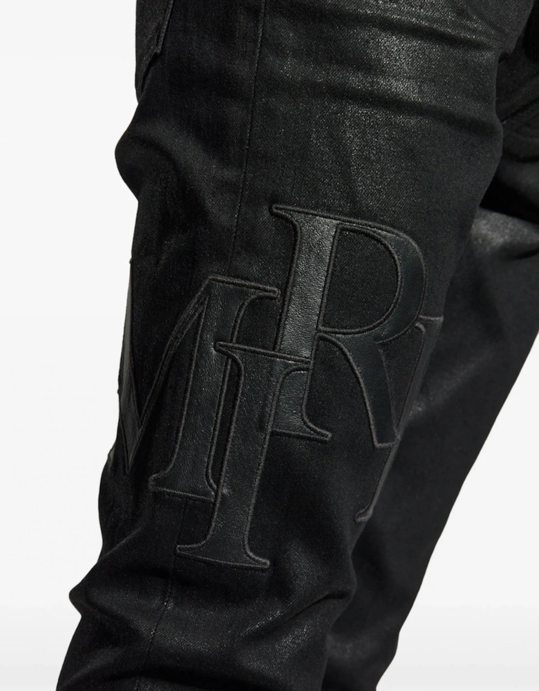 WAXED STAGGERED LOGO SKINNY JEAN
