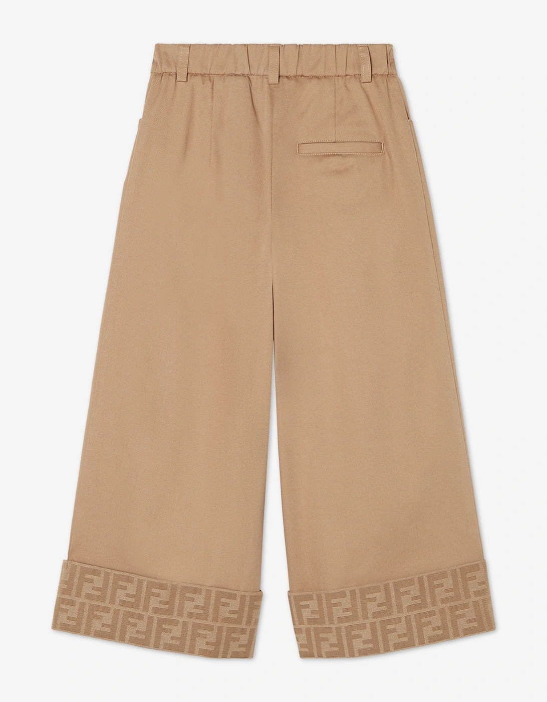 Girls Gabardine Wide Leg Trousers in Beige