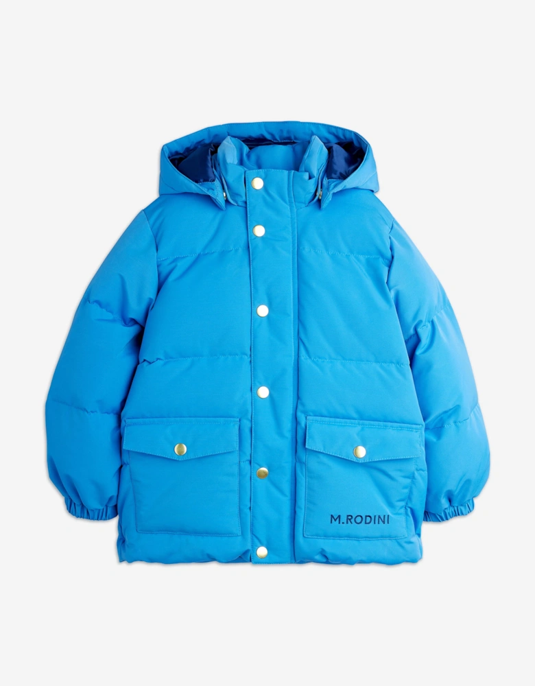 Kids Solid Heavy Puffer Jacket in Blue