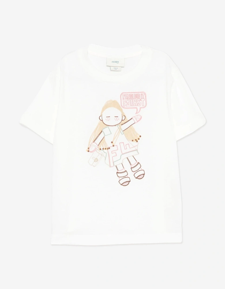 Girls Graphic Print T-Shirt in White