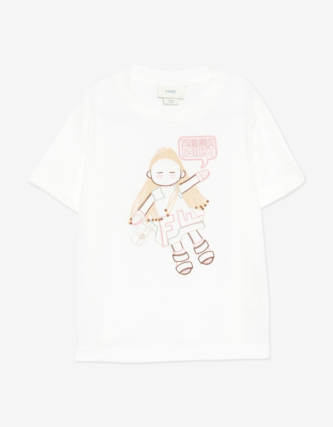 Girls Graphic Print T-Shirt in White, 4 of 3