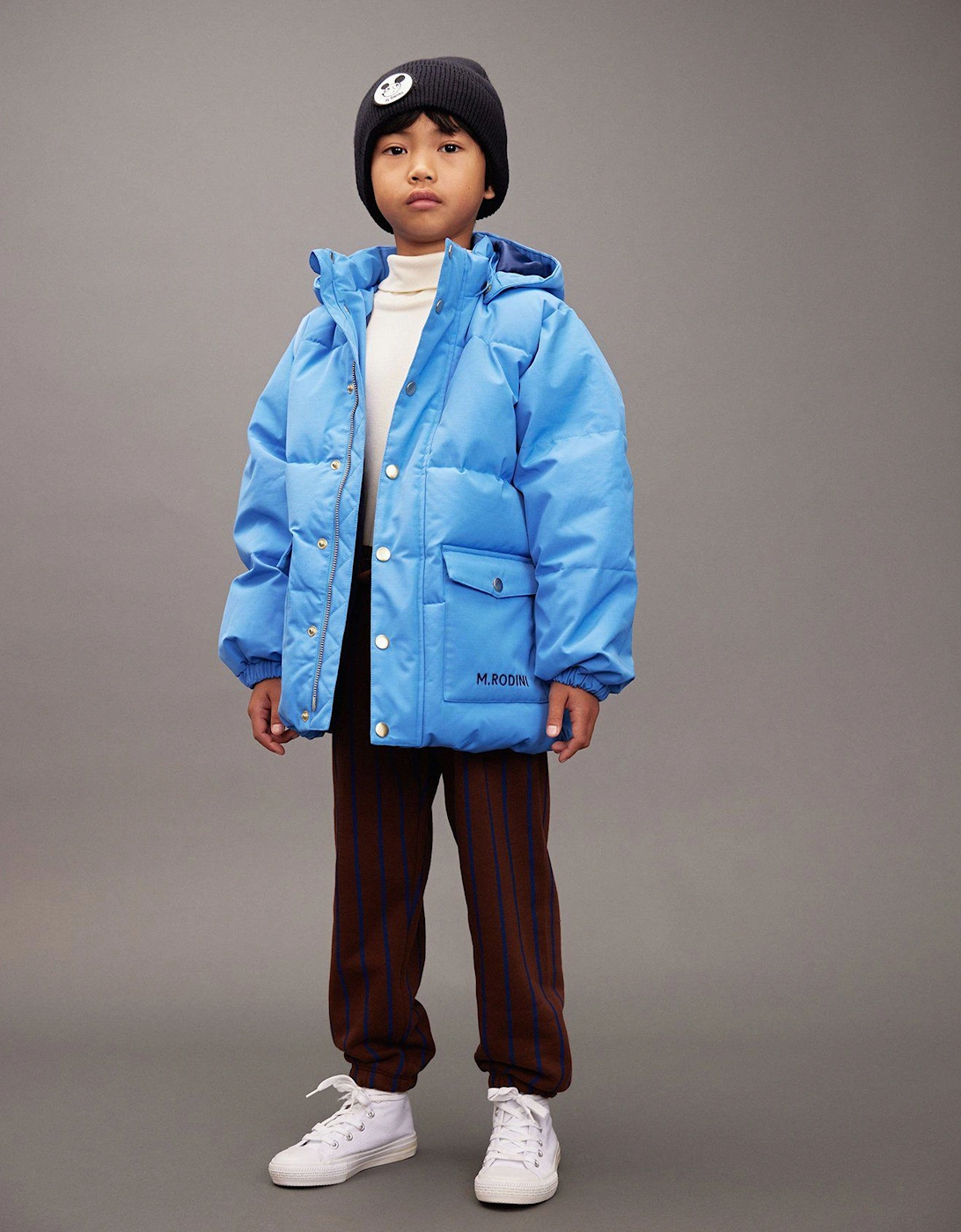 Kids Solid Heavy Puffer Jacket in Blue