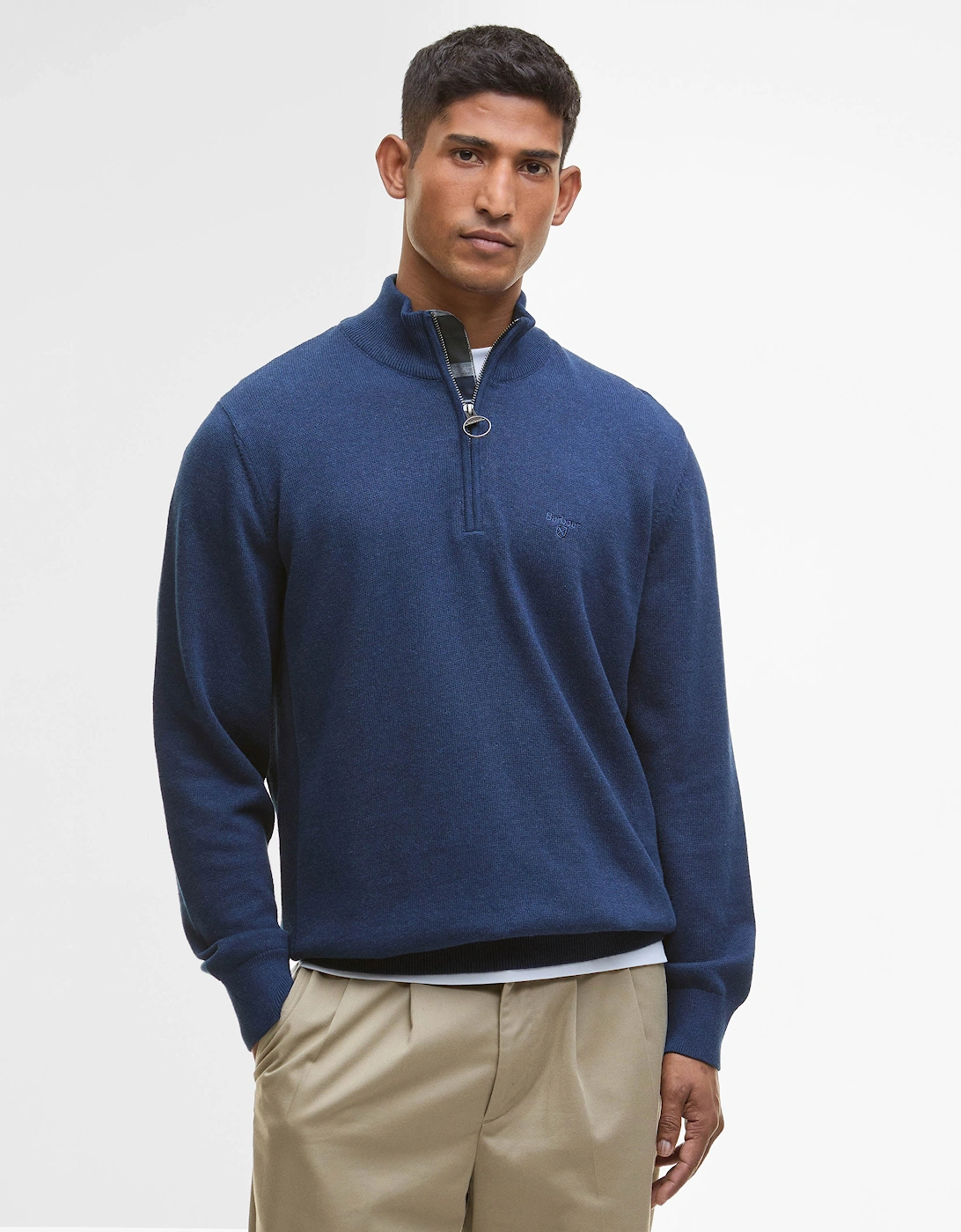 Cotton Mens Half Zip Jumper - Inky Marl, 6 of 5
