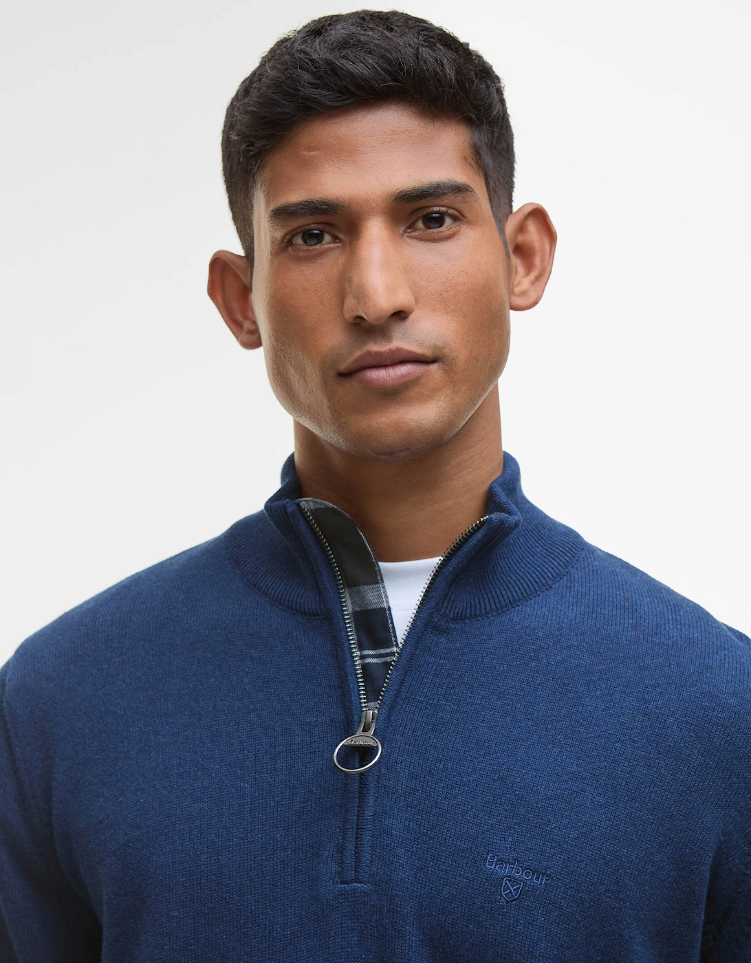 Cotton Mens Half Zip Jumper - Inky Marl