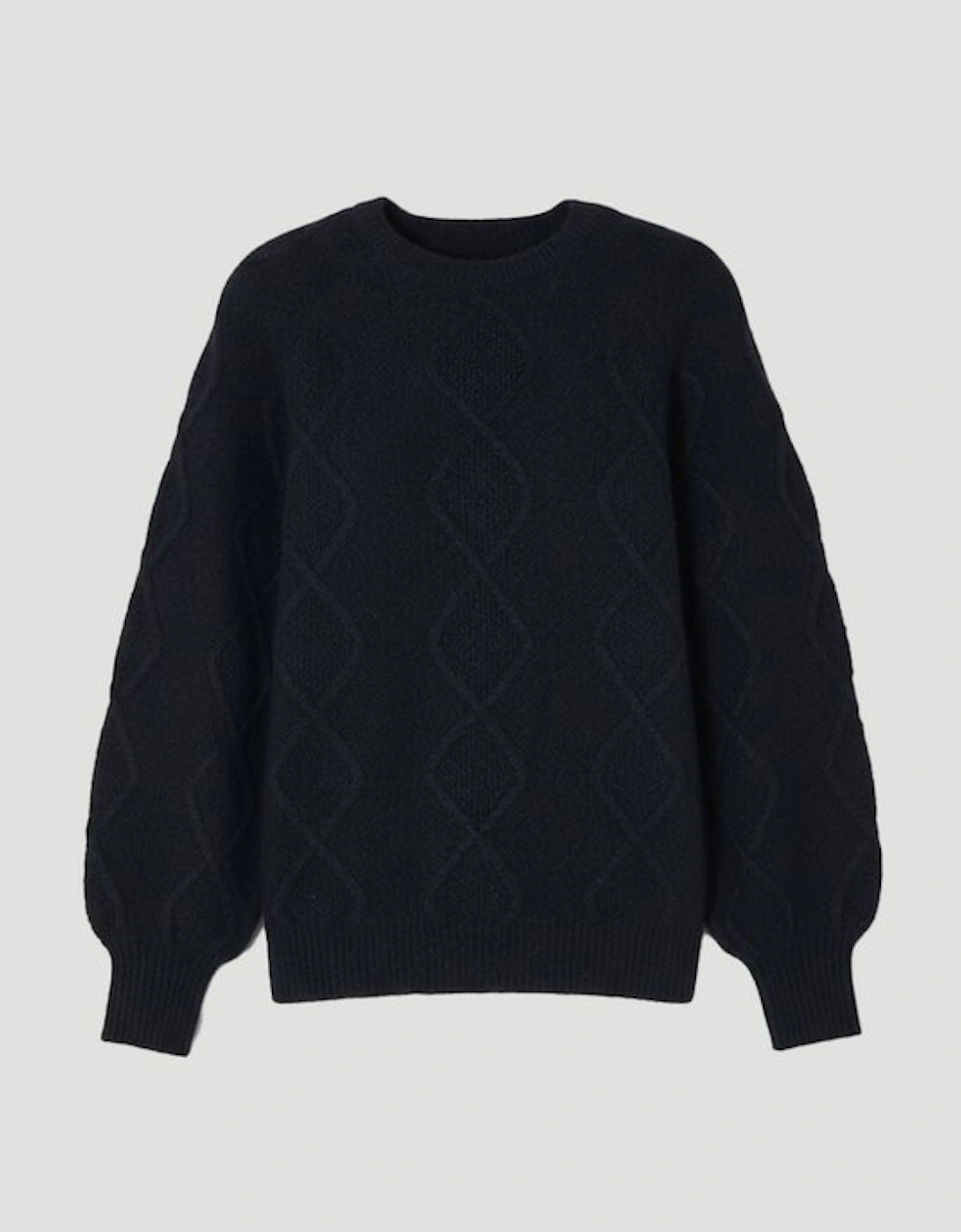 Wool Blend Cosy Cable Stitch Crew Neck Jumper