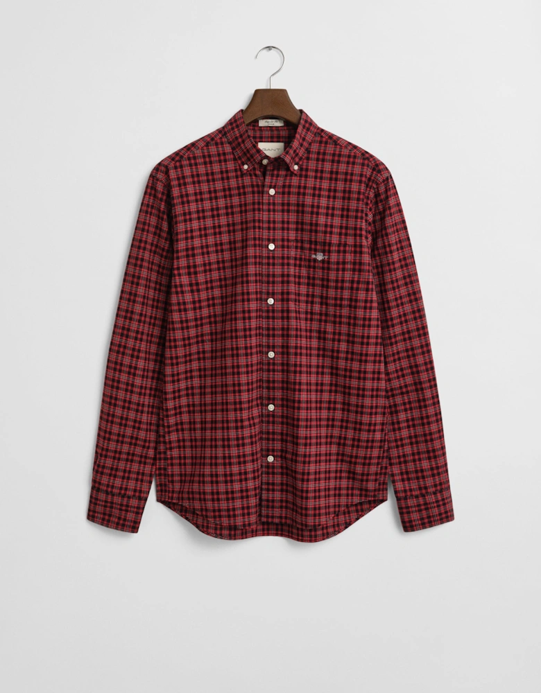 Mens Regular Fit Classic Poplin Check Shirt - 630 Ruby Red