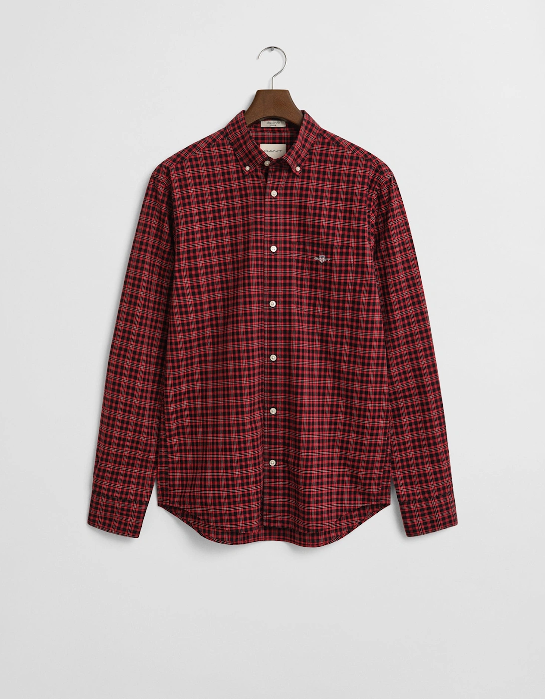 Mens Regular Fit Classic Poplin Check Shirt - 630 Ruby Red, 2 of 1