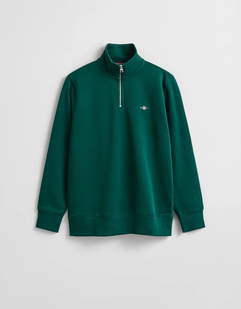 Mens Regular Fit Shield Logo Half Zip Sweatshirt - 373 Deep Forest Green