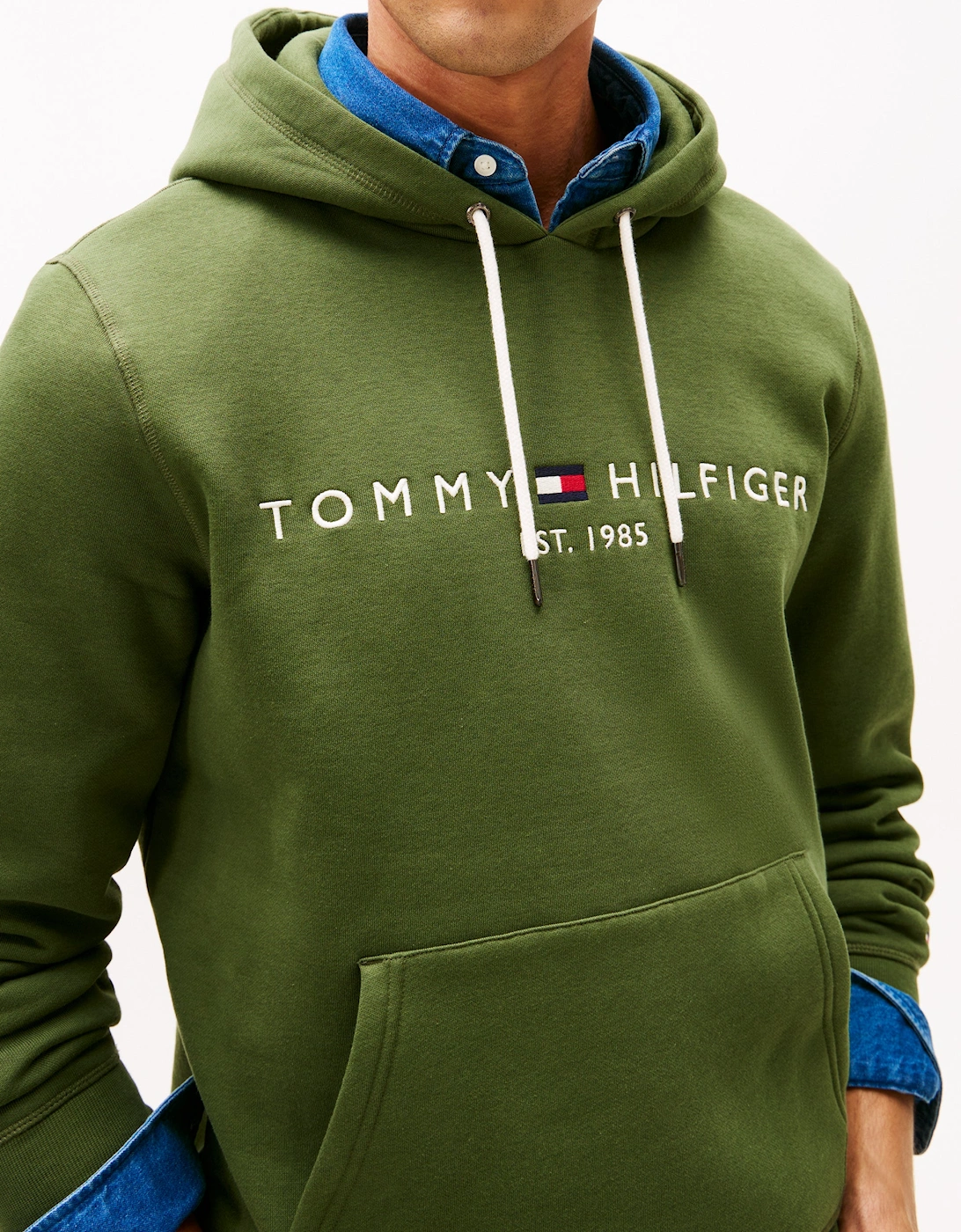 Tommy Logo Flex Fleece Hoodie - Mountain Pine