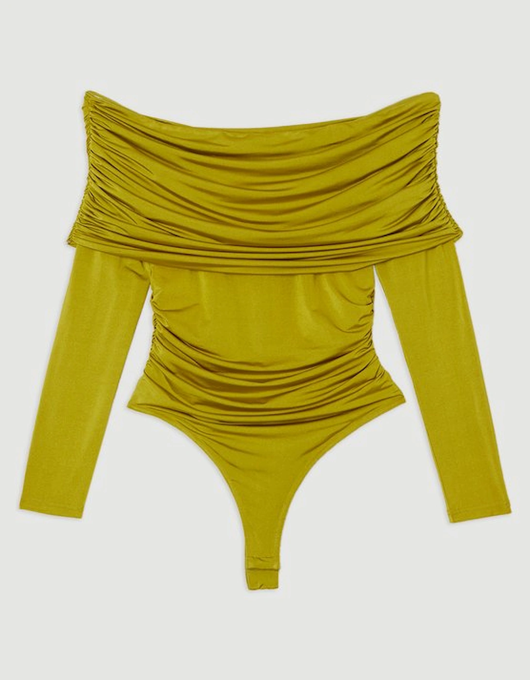 Drapey Slinky Jersey Bardot Long Sleeve Bodysuit