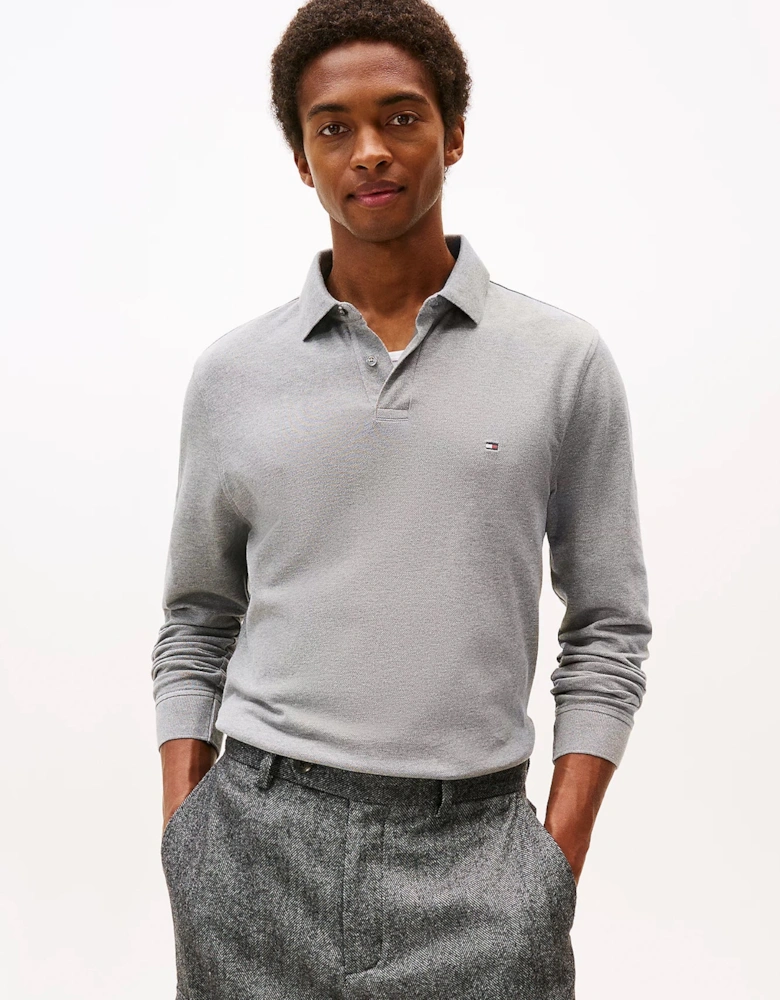 1985 Regular Long Sleeve Mens Polo Shirt - Medium Grey Heather