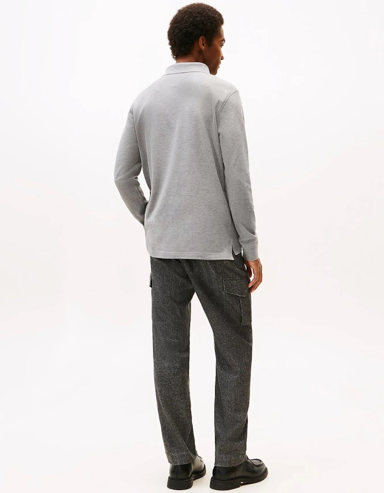 1985 Regular Long Sleeve Mens Polo Shirt - Medium Grey Heather