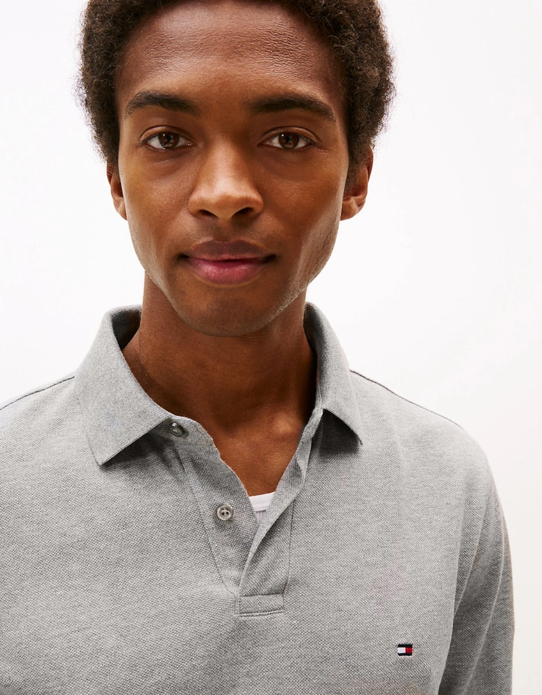 1985 Regular Long Sleeve Mens Polo Shirt - Medium Grey Heather