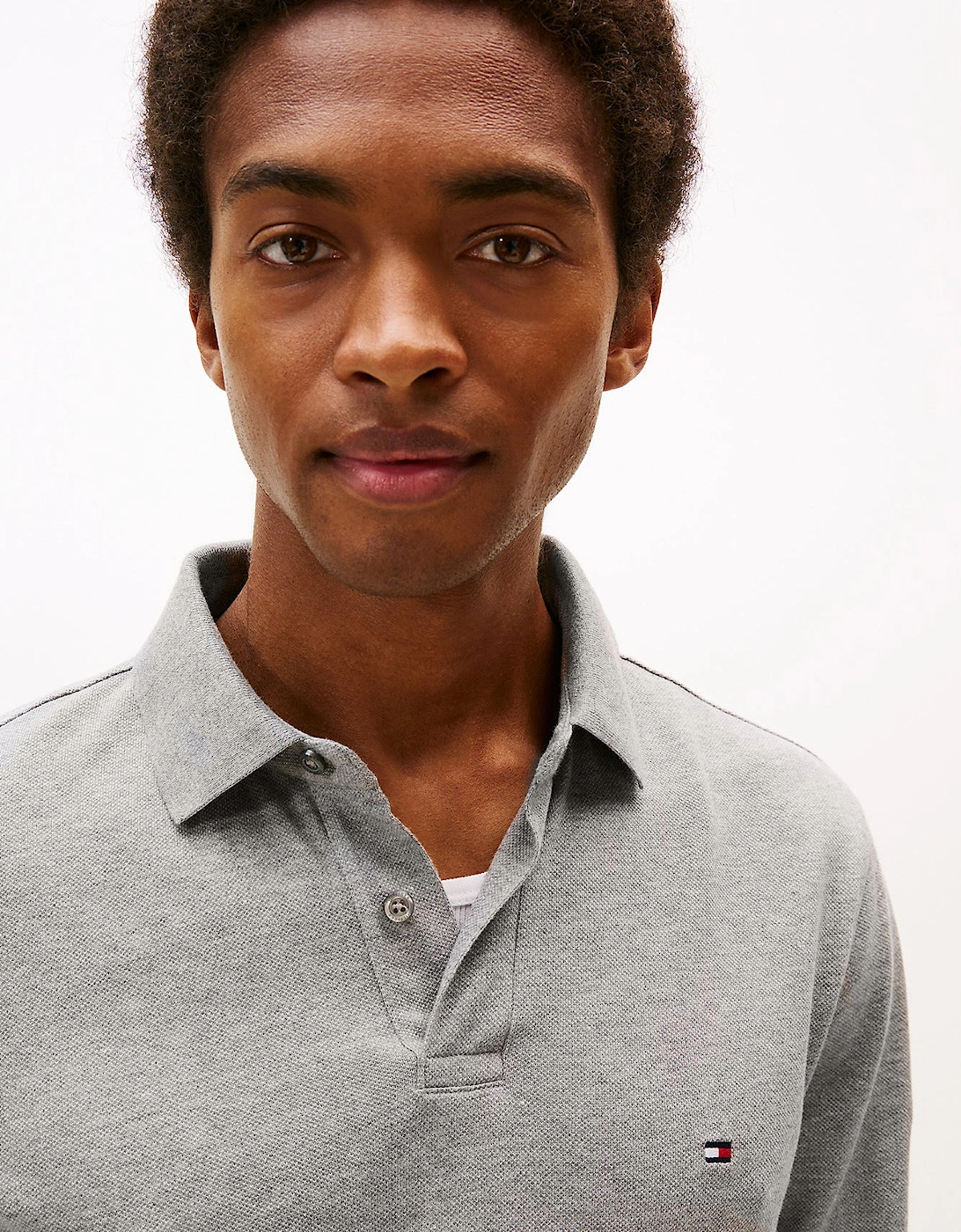 1985 Regular Long Sleeve Mens Polo Shirt - Medium Grey Heather