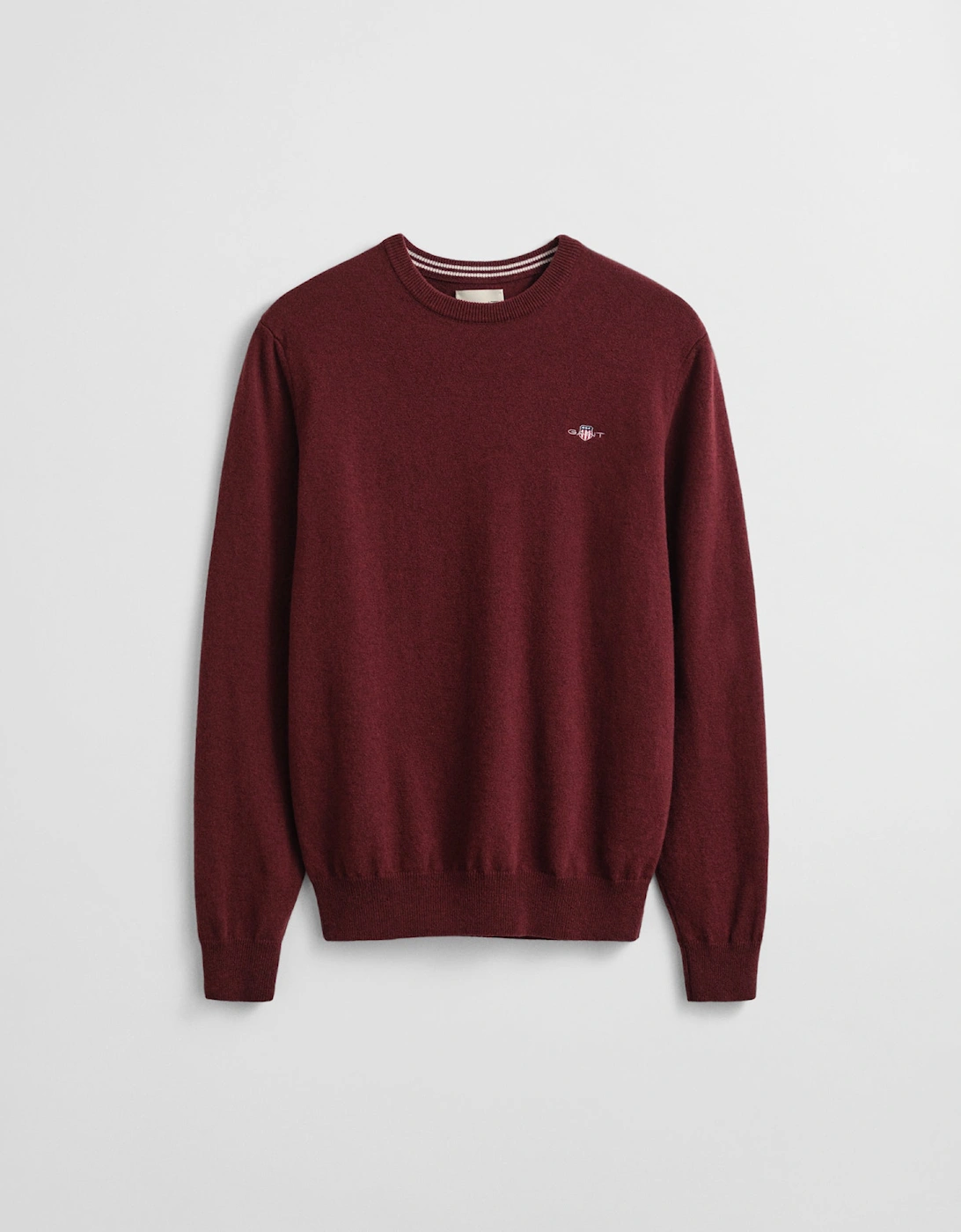 Mens Superfine Lambswool Crew Neck Jumper - 677 Bordeaux Melange, 2 of 1