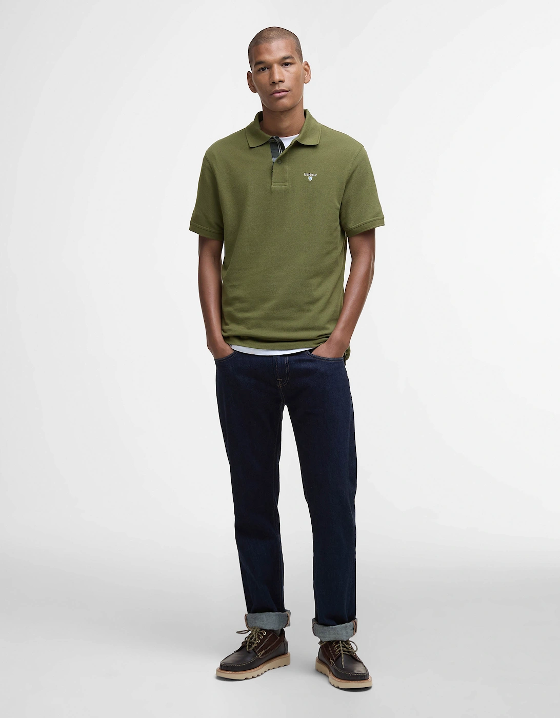 Tartan Pique Mens Polo - Winter Moss