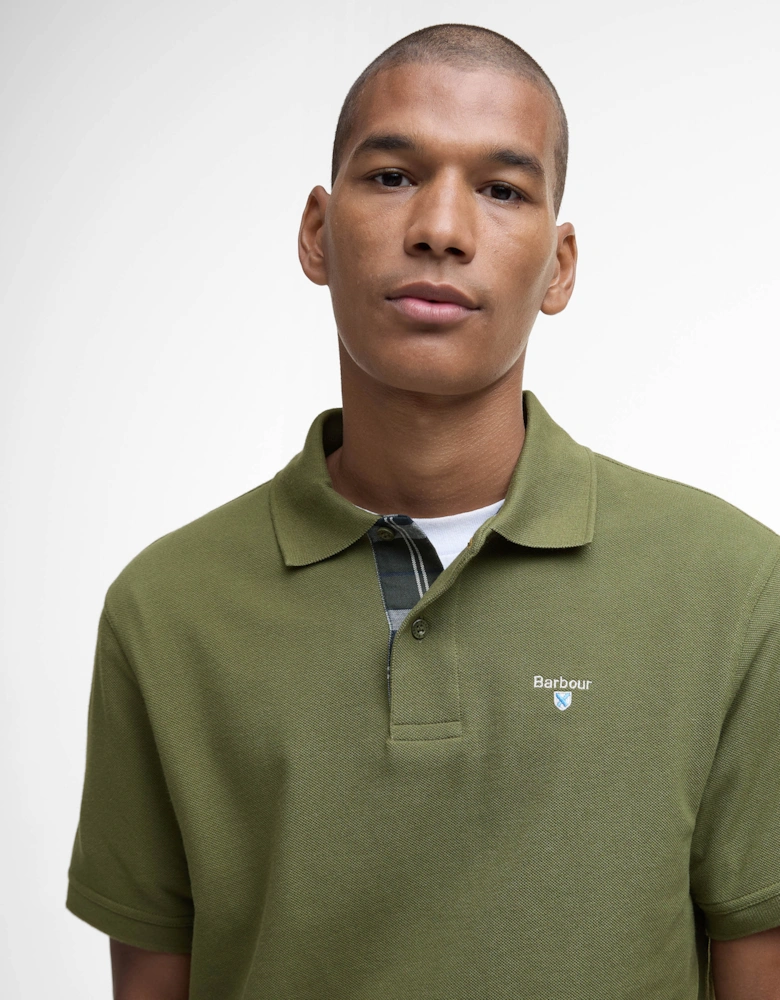 Tartan Pique Mens Polo - Winter Moss