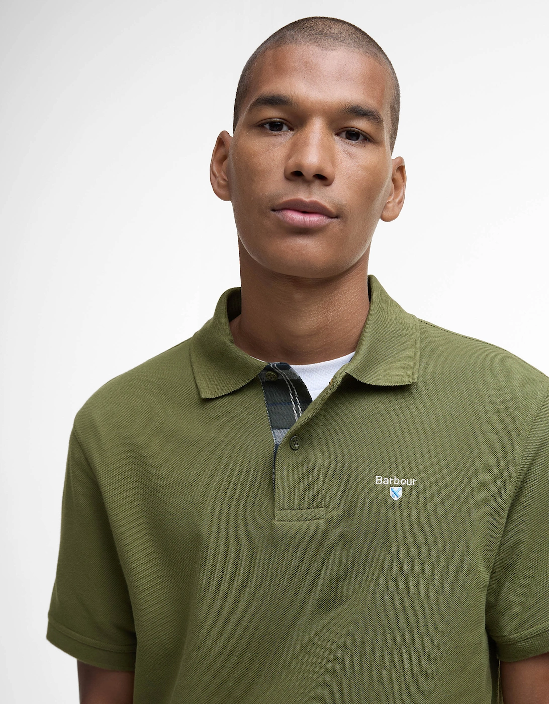 Tartan Pique Mens Polo - Winter Moss
