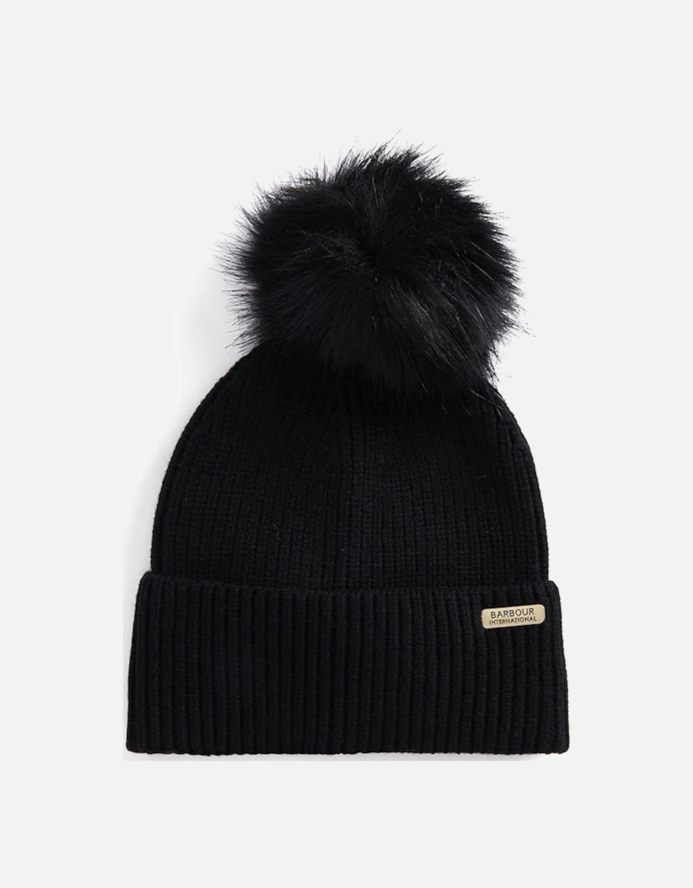Mallory Pom Womens Beanie - Black