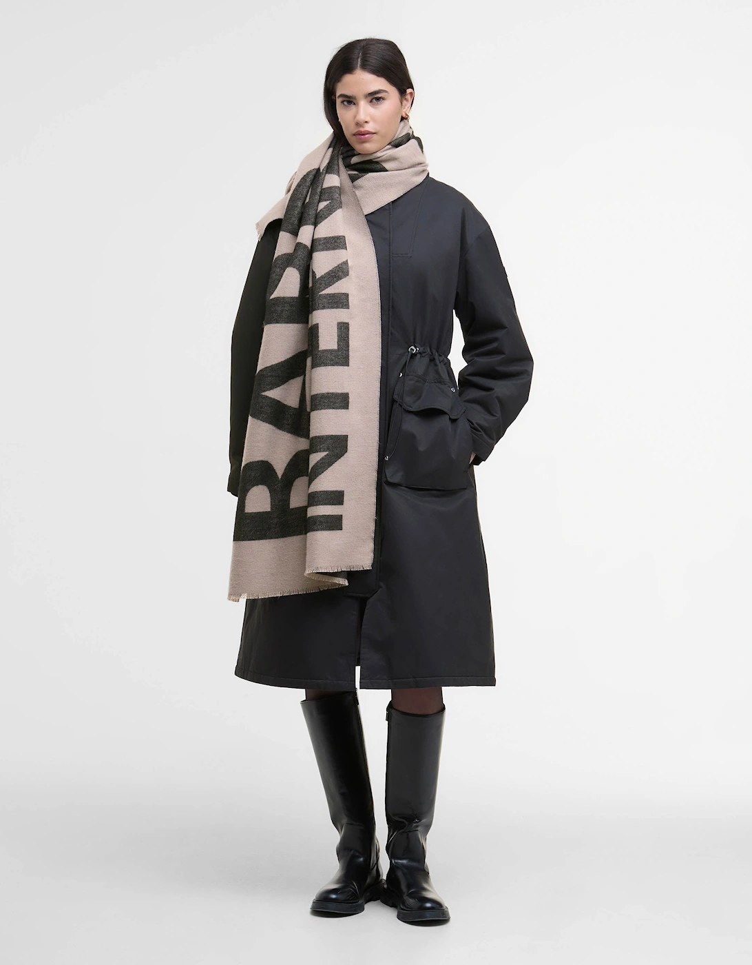 Milla Logo Womens Scarf - Oat/Black, 9 of 8