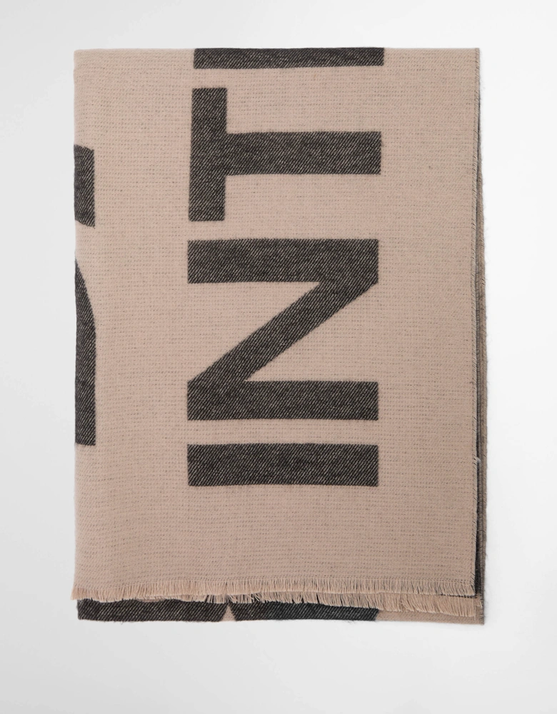 Milla Logo Womens Scarf - Oat/Black