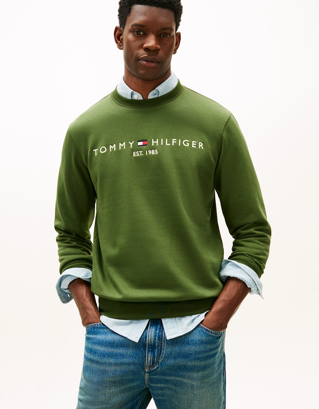 Tommy Logo Mens Sweatshirt - Mountain Pine, 6 of 5