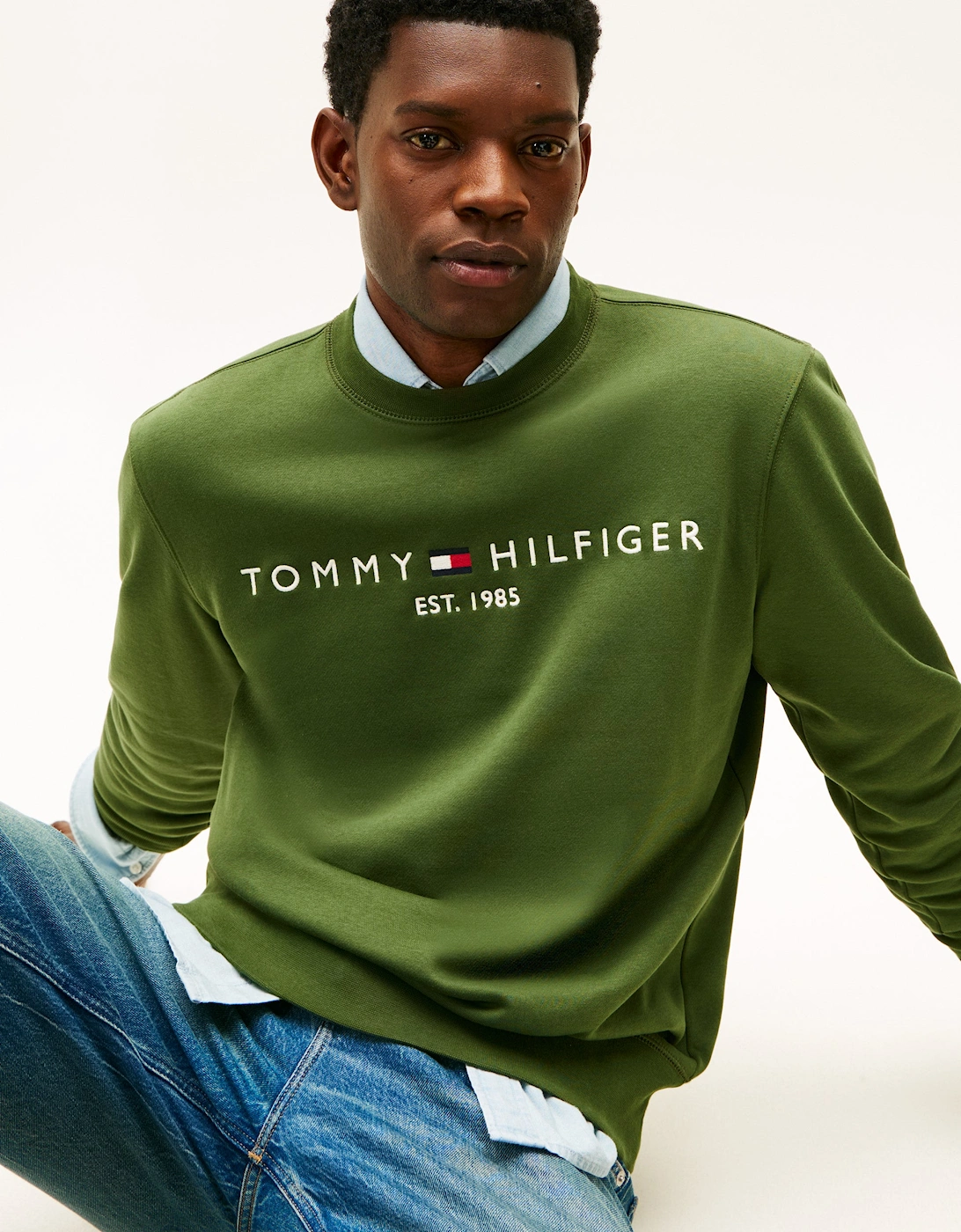 Tommy Logo Mens Sweatshirt - Mountain Pine