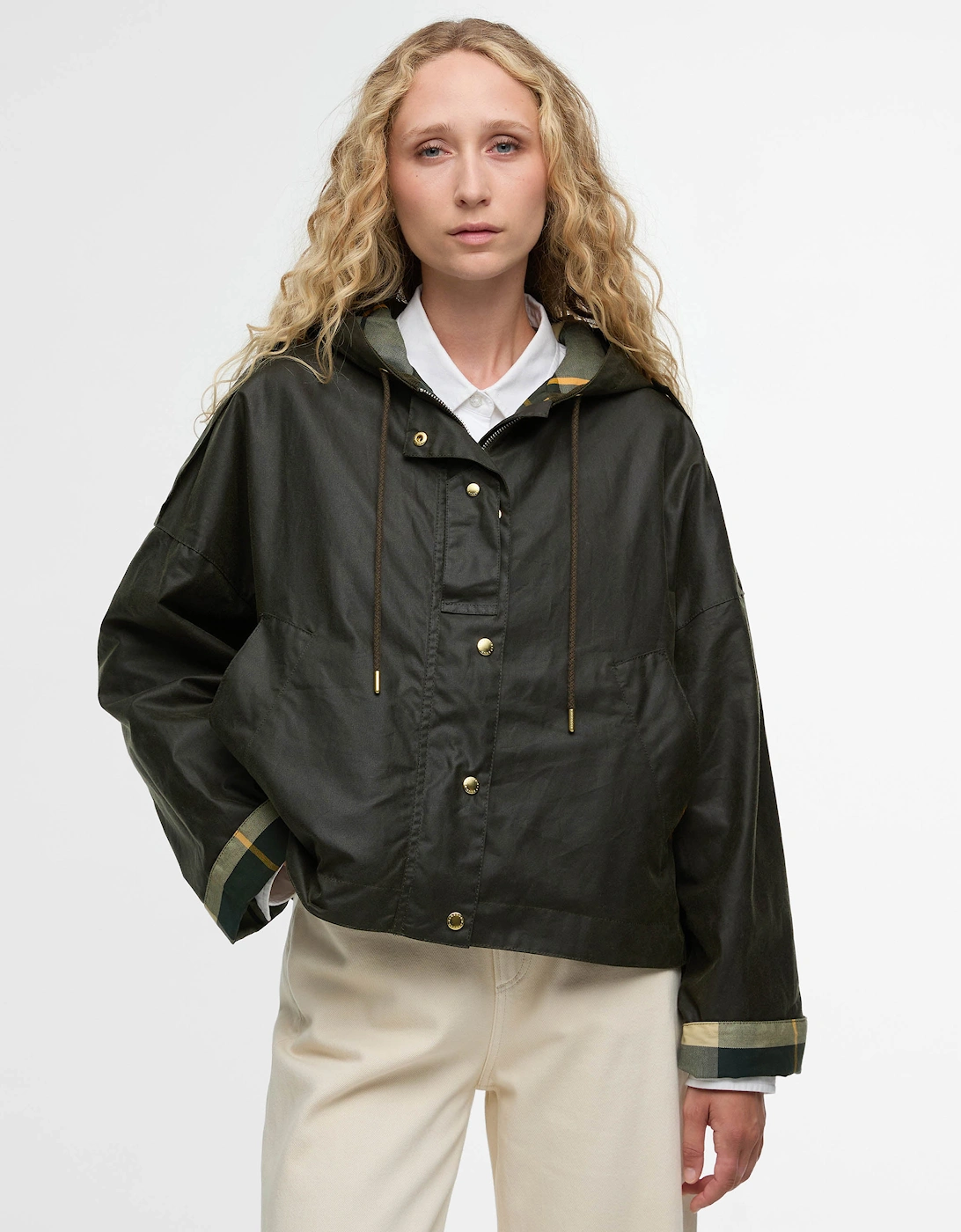 Women's Barbour Ryedale Womens Wax Jacket - Archive Olive/Ancient Tartan - Black - Size: 10