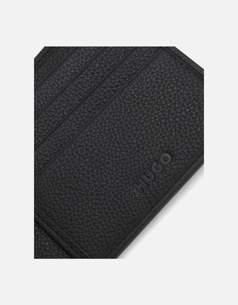 HUGO Quantic Mens Leather Bifold Wallet with Stacked-Logo Trim - Black 001