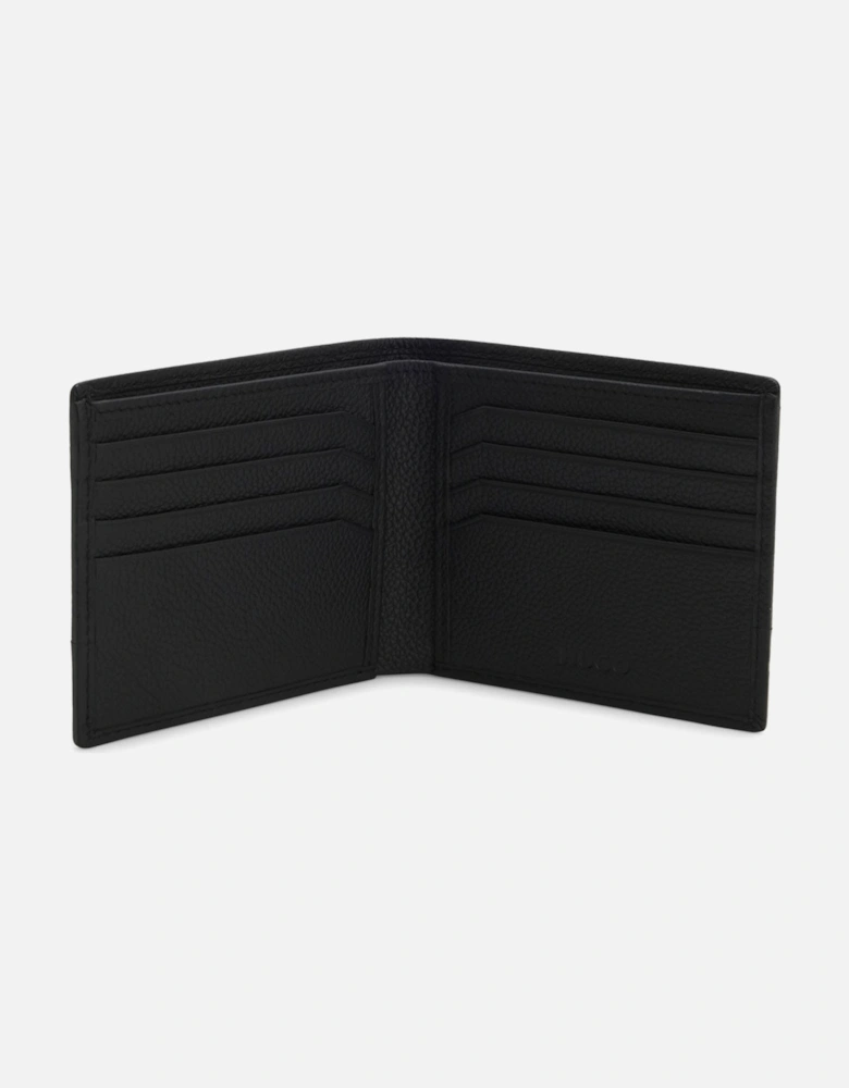 HUGO Quantic Mens Leather Bifold Wallet with Stacked-Logo Trim - Black 001